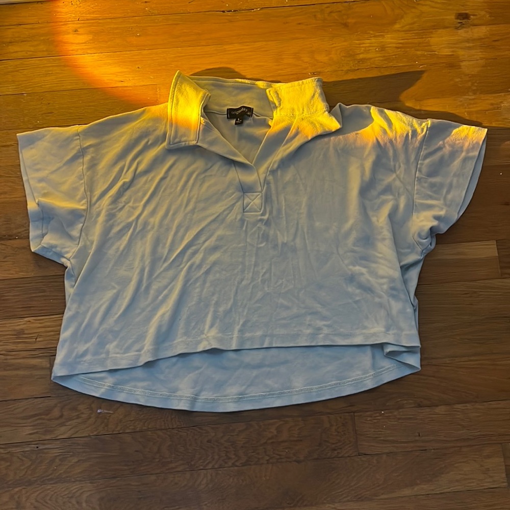 collared crop top shirt